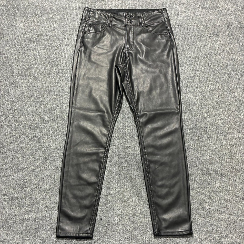 NOBO No Boundaries Womens Pants Juniors 13 Black Coated Skinny Stretch High Rise